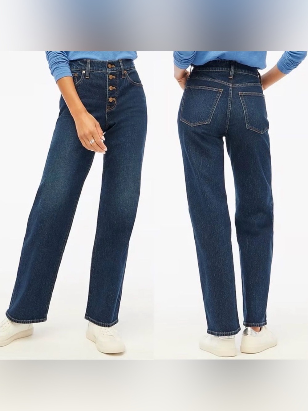 J.Crew Full Length Wide-Leg Jeans | Button Fly Dark Wash | Size 27 EUC